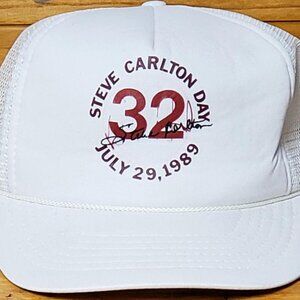 VINTAGE NEW SGA STEVE CARLTON DAY 32 JULY 29 1989 MESH BACK SNAP "LEFTY"